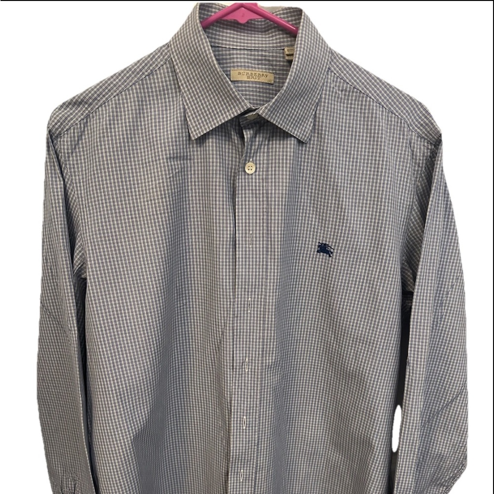 Burberry Brit Button Down Shirt Men's Size Medium Blue Check Long Sleeve
